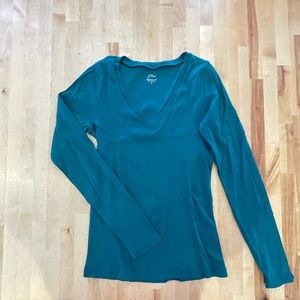 J. Crew Slim perfect v-neck long-sleeve T-shirt - dark turquoise (M)